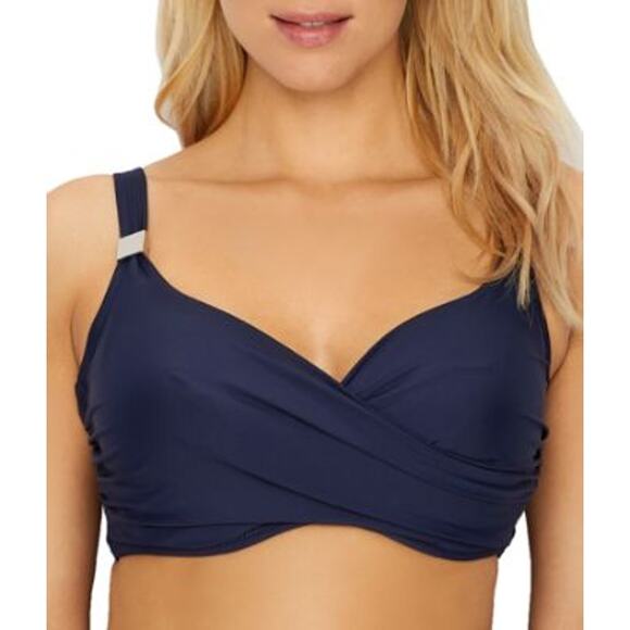 Miraclesuit Solid Surplice Bra Top Midnight navy blue 34DDD retail $86 - Picture 1 of 8